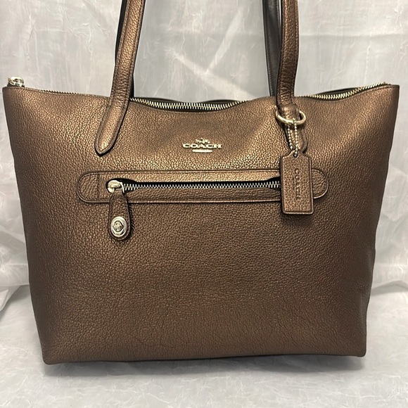 Coach Handbags - Coach Polished Pebble Leather Taylor Metallic Bronze Tote